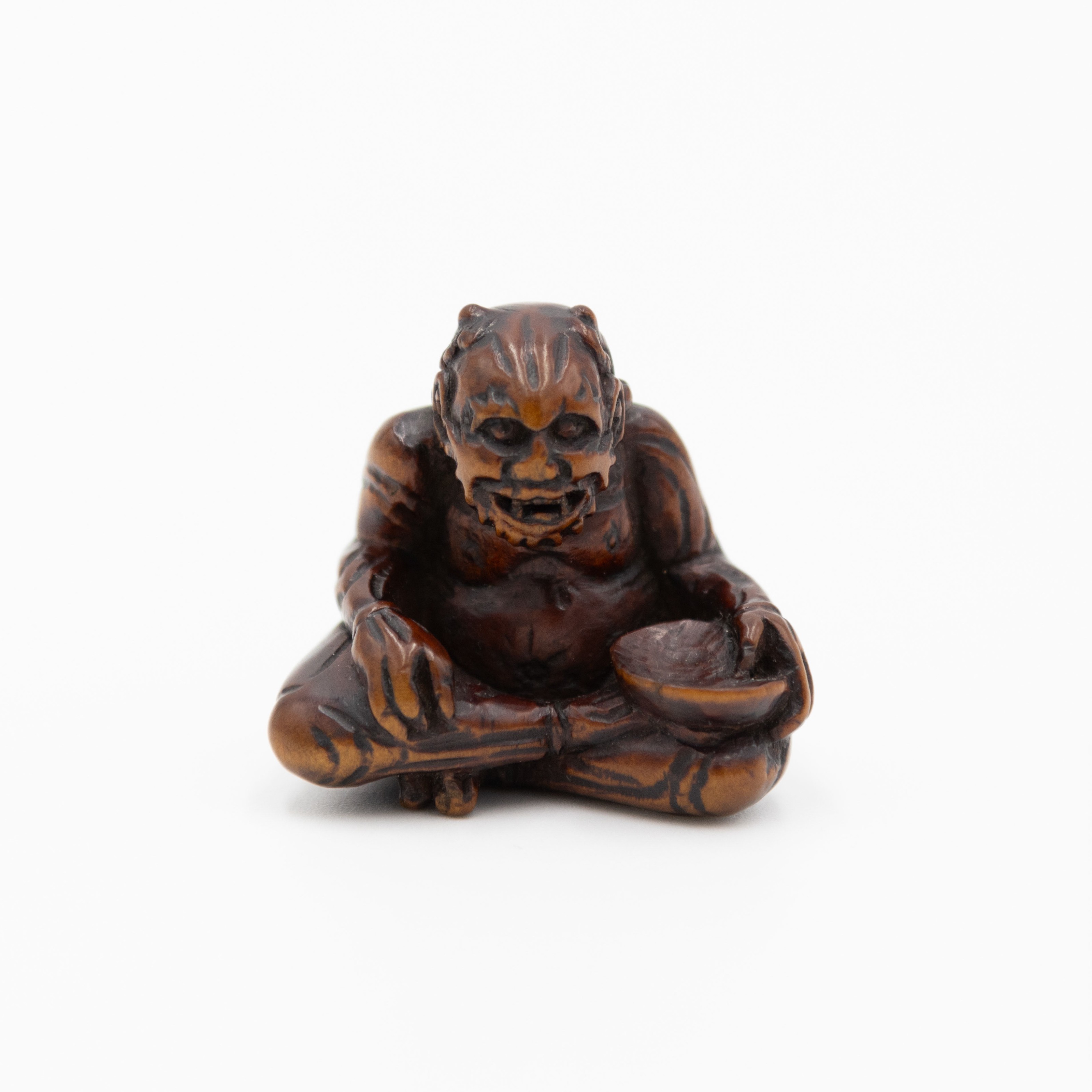 19th Century Wooden Netsuke of Oni, Antique Woodwork