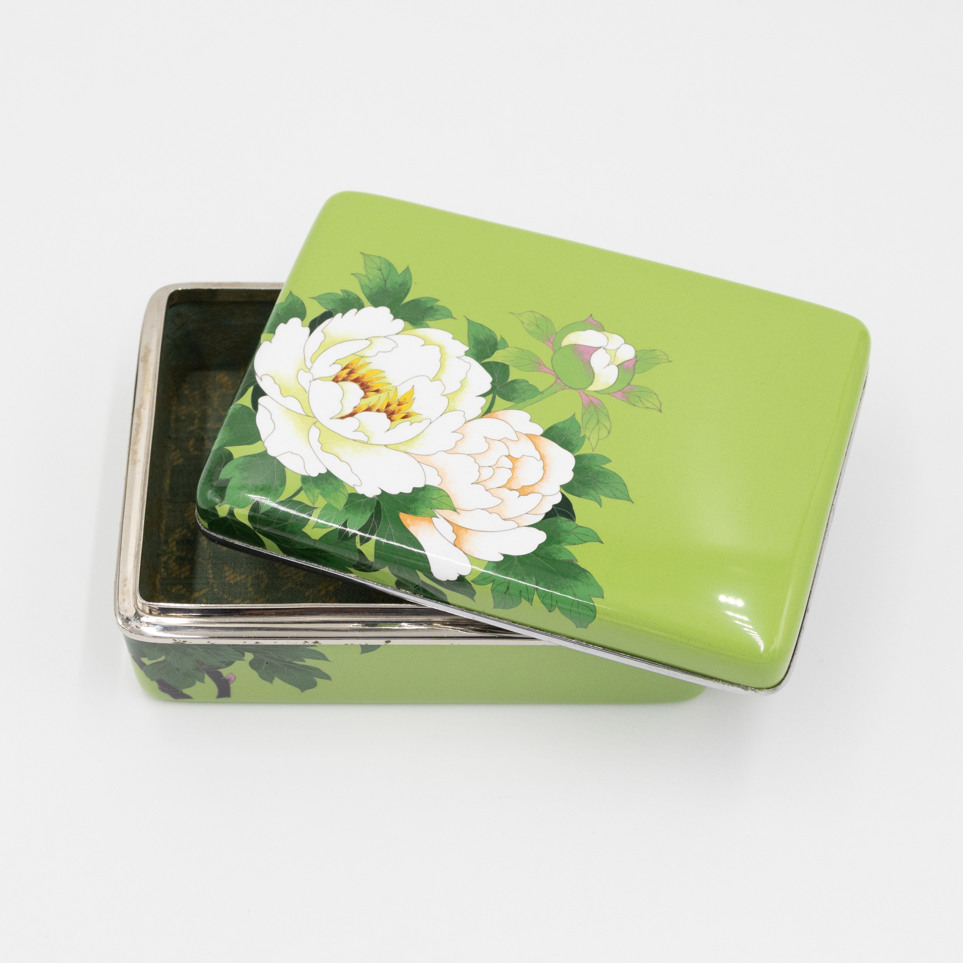 Japanese Cloisonne Box with Floral Motif, Peonies
