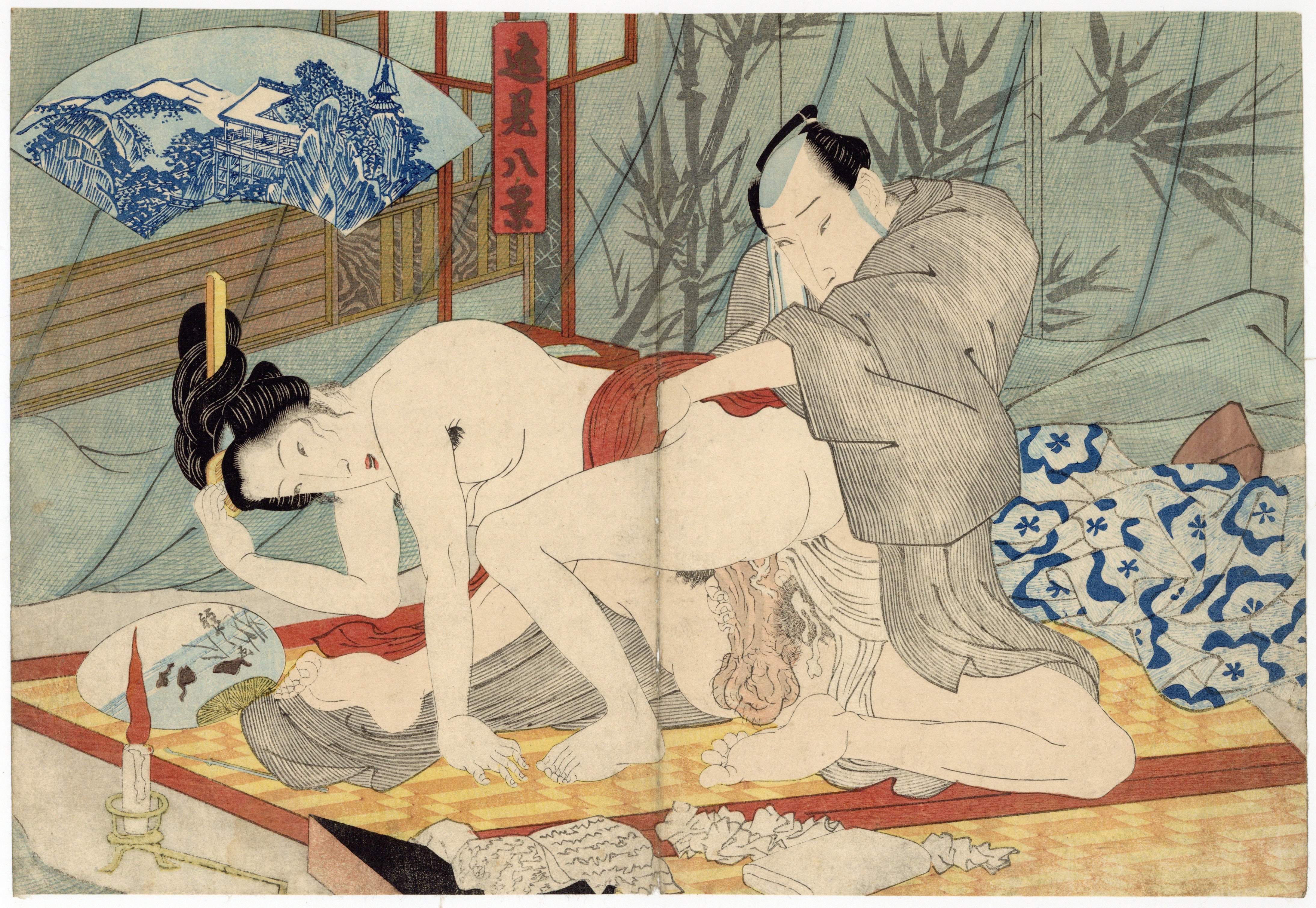 Kuniyoshi, Parody of the Eight View of Omi Province, Shunga