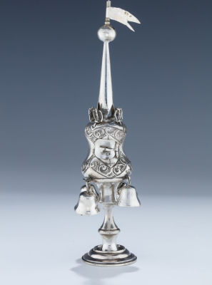 A Sterling Silver Spice Tower by Jacob Rozenzweig. A STERLING SILVER SPICE TOWER BY JACOB 