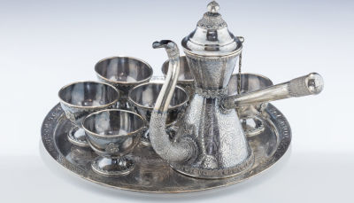 A Sterling Silver Finjon Set by Avishai/Bezalel. A STERLING SILVER FINJON SET BY 