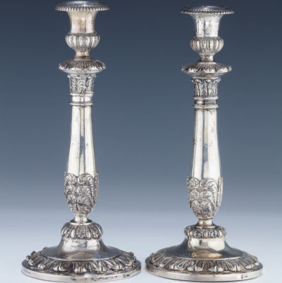 A Pair of Early Silver Candlesticks. A PAIR OF EARLY SILVER CANDLESTICKS. Frankfurt, c. 1800. 