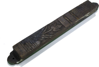 A Monumental Olivewood Mezuzah Case by Bezalel. A MONUMENTAL OLIVEWOOD MEZUZAH CASE BY BEZALEL. 