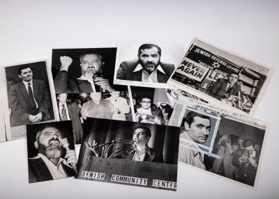 24. . A COLLECTION OF SEVEN PROFESSIONAL NEWS PHOTOGRAPHS OF RABBI MIER KAHANE. Mostly taken in 