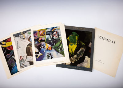 25. FIVE GLOSSY PRINTS BY MARC CHAGALL. By Skira Color prints. Various subjects. In the 