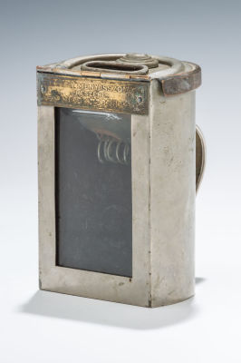 10. A LARGE CHROME CHARITY CONTAINER. Hungarian, c.1910. Collecting funds for poor brides. 