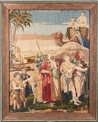 AN EARLY BIBLICAL TAPESTRY. Continental, c. 1800 . Hand woven in good condition. The scene of. AN 