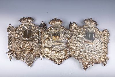 11. A GROUP OF THREE TORAH SHIELDS. Austro-Hungarian Empire, c. 1900-1930. Each one decorated 