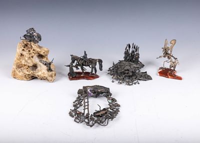 45. A COLLECTION OF FIVE STERLING SILVER SCULPTURES BY JACKSON LIPSHITZ. Jerusalem, c. 1985. 