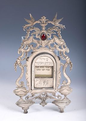 51. A LARGE SILVER OMER CALENDAR CASE WITH ROTATING CALENDAR. Continental. Hand cut lattice 