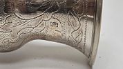 A SILVER KIDDUSH GOBLET. Vilna, 1879. On a stylized base with knobbed stem and skirted תמונה - 3