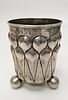 AN MONUMENTAL SILVER FOOTED BEAKER. Germany, 19th century. On three balled feet. Decorated with תמונה - 1