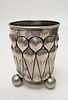 AN MONUMENTAL SILVER FOOTED BEAKER. Germany, 19th century. On three balled feet. Decorated with תמונה - 2
