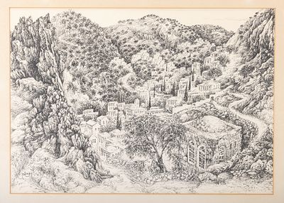 BARUCH NACHSHON. Ink on paper. 19 inches x 13 inches. Nachshon was born in Haifa. His parents