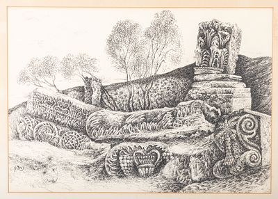 BARUCH NACHSHON. Ink on paper. 19 inches x 13 inches. Nachshon was born in Haifa. His parents