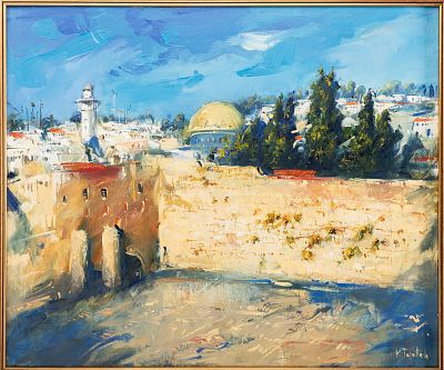 KIM TKATCH (Ukrainian - Israeli. 1963 - ) Oil on canvas.The Kotel Plaza. KIM TKATCH (Ukrainian