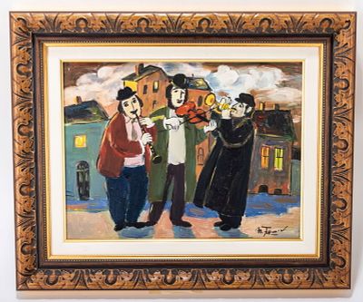 MARK FURMAN. (Ukraine, 1945 - Israel, 2014) Oil on canvas. Three Musicians. 15.7" x 11.8"