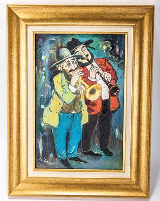 MARK FURMAN. (Ukraine, 1945 - Israel, 2014) Oil on canvas.Two Klezmorim. MARK FURMAN. (Ukraine