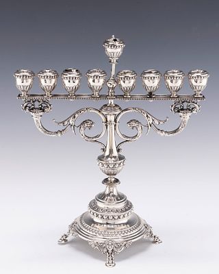 LAZARUS POSEN. HANUKKAH MENORAH (Frankfurt-Au-Main, c. 1900). Frankfurt-Au-Main, c. 1900 On a 