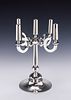 A LARGE STERLING SILVER SABBATH CANDELABRA BY CARMEL SHABI. Jerusalem, c. 1995. On round base תמונה - 1