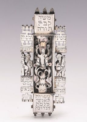 ILYA SCHOR (1904, Ukraine - 1961, New York) RARE AND IMPORTANT STERLING SILVER MEZUZAH. ILYA 