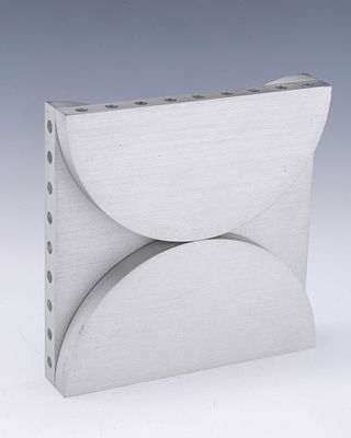 A RARE AND IMPORTANT FOUR SIDED MENORAH SCULPTURE BY ZELIG SEGAL. Jerusalem, c. 1998. Made from 