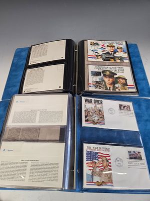 AMERICA REMEMBERS THE WORLD AT WAR. 1941-1945, in US First Day Covers, 2 Volume set in Custom 