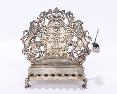 A SILVER HANUKKAH LAMP. Germany. In the manner of the 18th century. Marked with maker marks of 