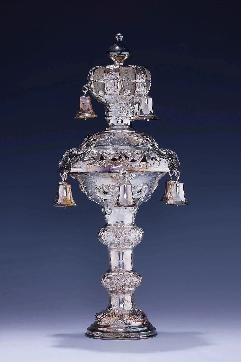 AN EXCEPTIONALLY LARGE SILVER TORAH ORNAMENT VIENNA, C. 1890. Vienna, c.1880. Hand chase with 