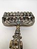 A LARGE HANUKKAH MENORAH. Probably Israel, Modern. With a gilded body and applied stones, metal תמונה - 1