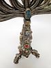 A LARGE HANUKKAH MENORAH. Probably Israel, Modern. With a gilded body and applied stones, metal תמונה - 7