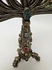 A LARGE HANUKKAH MENORAH. Probably Israel, Modern. With a gilded body and applied stones, metal תמונה - 8