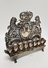 AN ANTIQUE SILVER HANUKKAH LAMP. Vienna, c. 1890. Austria, c.1880. On a rectangle base supported תמונה - 4