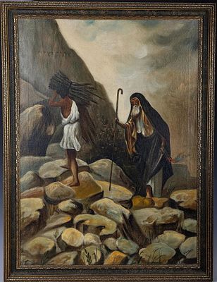 A LARGE PAINTING OF THE BINDING OF ISAAC BY URMANN OIL ON CANVAS. Probably Austria, c.1900. 