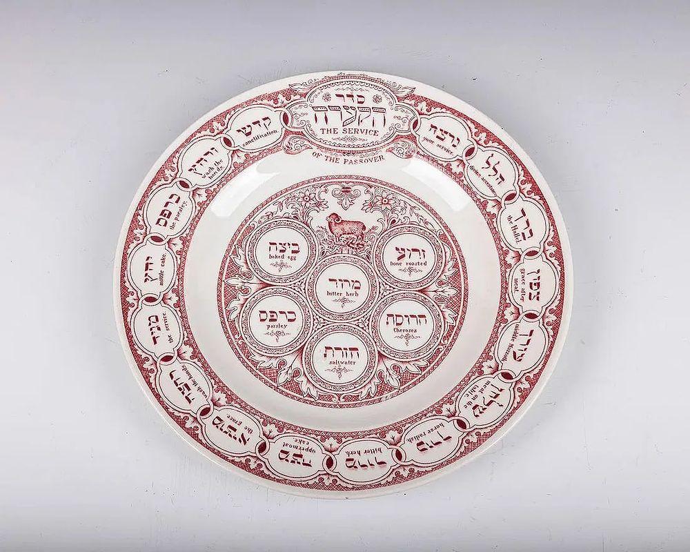 A PORCELAIN SEDER PLATE BY RIDGEWAYS. London, c. 1920. With the order of the Seder and the 