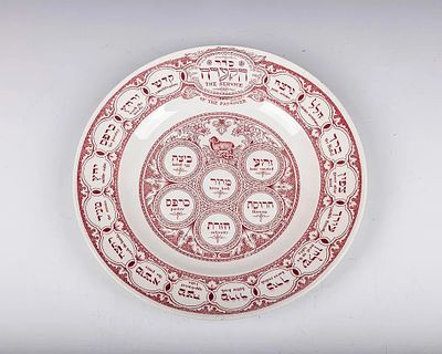 A PORCELAIN SEDER PLATE BY RIDGEWAYS. London, c. 1920. With the order of the Seder and the 