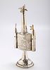 A STERLING SILVER SPICE TOWER. Israel, c. 1990. On a domed round base with a castle shaped main תמונה - 1