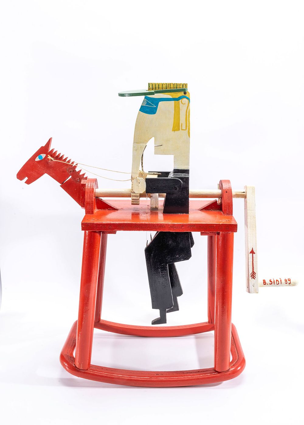 ELIYAHU SIDI - RED HORSE GRAGGER. Bernard Eliyahu Sidi (B. 1936, France). Rotating gragger. Man 