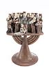 A HANDCRAFTED MENORAH OF HOLOCAUST SURVIVORS. Hand painted and crafted. The candle holders are תמונה - 1