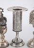 A GROUP OF TWO STERLING SILVER SPICE BOXES AND A CANDLE HOLDER. Israel and American, late 20th תמונה - 1