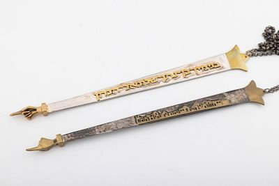 A GROUP OF TWO STERLING SILVER TORAH POINTERS. By Bier Silversmiths, Israel, c. 2000. With 