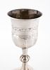 A LARGE SILVER KIDDUSH GOBLET. Poland, c. 1830. Exceptionally large for the style. On a flat תמונה - 2