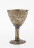 A RARE SEPHARDIC SILVER KIDDUSH CUP. In goblet form. Chased with a dedication dating to 1853. תמונה - 1