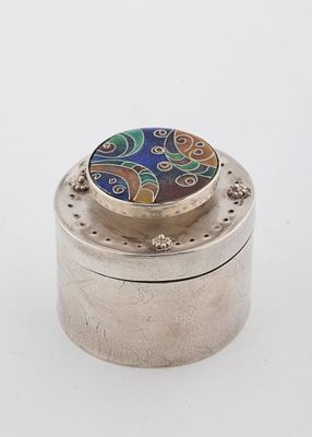 A STERLING SILVER SPICE CONTAINER BY ILANA RAPPAPORT. American, c. 1990. Circular in form. the 