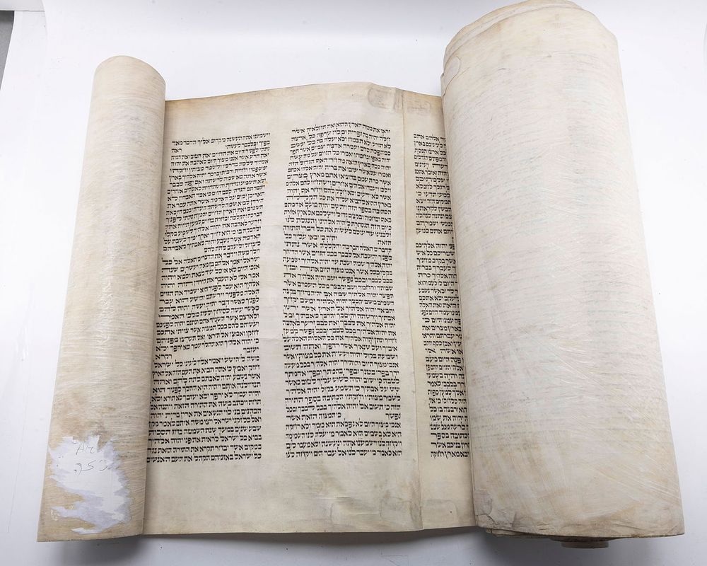 A COMPLETE SEFER TORAH. Poland, c. 1880. Ashenaz Beis Yosef. Present are fading and cracked 