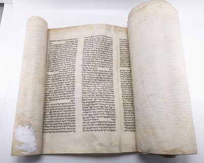 A COMPLETE SEFER TORAH. Poland, c. 1880. Ashenaz Beis Yosef. Present are fading and cracked 