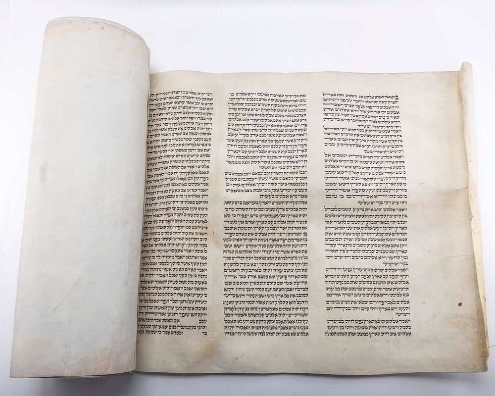 A COMPLETE SEFER TORAH. Poland, c. 1880. Ashenaz Beis Yosef. Present are fading and cracked 