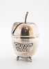 A BIER STERLING SILVER HONEY DISH. Israel, c. 1990. In the shape of an apple with applied תמונה - 1