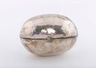 A HAND WROUGHT ANTIQUE ETROG CONTAINER. Probably Germany, c. 1900. Oval form. With interior Image - 1