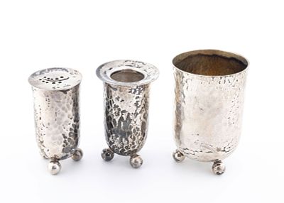 A STERLING SILVER HAVDALLAH SET BY BIER MASTER SILVERSMITHS. Israel, c. 1980. Hand wrought. Hand 